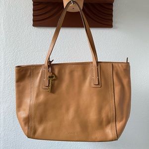 Fossil Camel Leather Tote